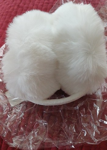 Kadın Beyaz Kürklü Kulaklık katlanir - Görsel 5