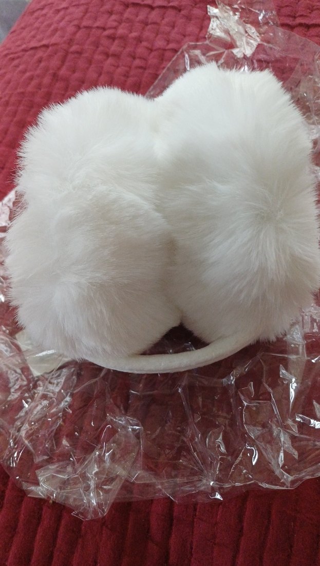 Kadın Beyaz Kürklü Kulaklık katlanir - Görsel 5