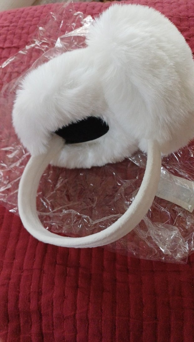 Kadın Beyaz Kürklü Kulaklık katlanir - Görsel 2