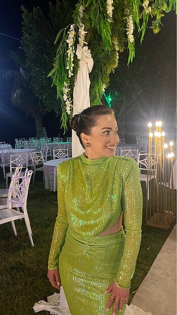 xs Beden yeşil Renk Gece elbisesi