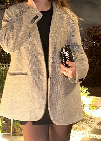 Stradivarius Kürk Detaylı Bej Kadın Blazer Ceket