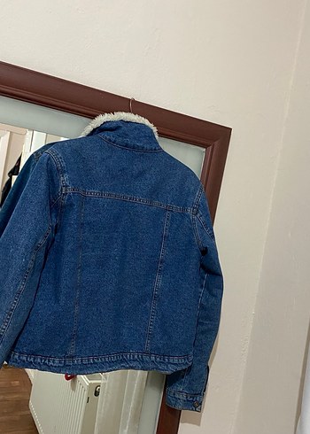 Koton Gri Kürklü Mavi Kadın Denim Ceket - Görsel 5