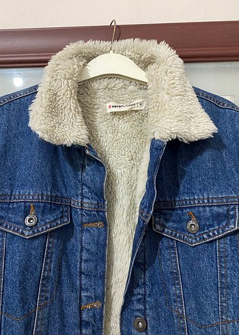 Koton Gri Kürklü Mavi Kadın Denim Ceket - Görsel 3