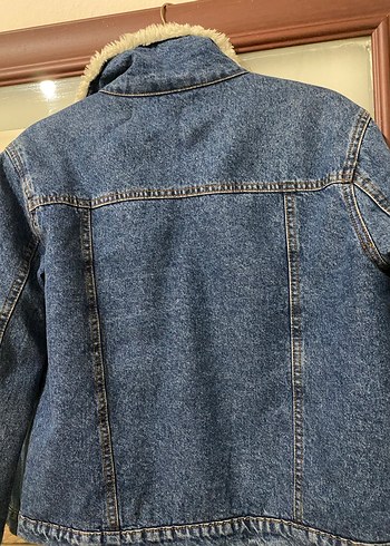 Koton Gri Kürklü Mavi Kadın Denim Ceket - Görsel 7