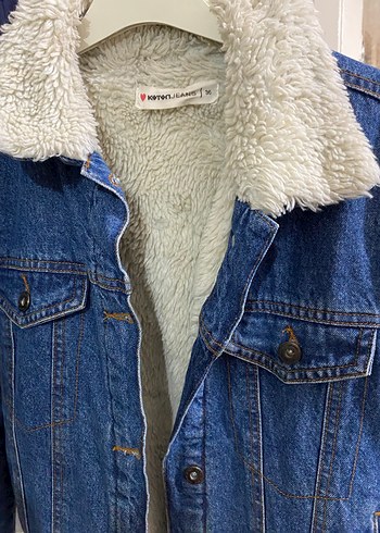 Koton Gri Kürklü Mavi Kadın Denim Ceket - Görsel 6