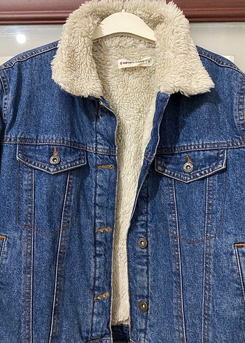 Koton Gri Kürklü Mavi Kadın Denim Ceket - Görsel 9