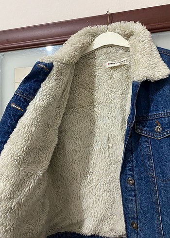 Koton Gri Kürklü Mavi Kadın Denim Ceket - Görsel 2