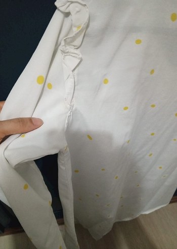 Pamuklu Beyaz Nakışlı Fırfırlı Tunik gömlek - Görsel 4