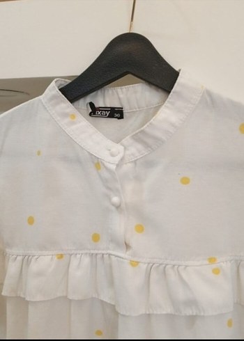 Pamuklu Beyaz Nakışlı Fırfırlı Tunik gömlek - Görsel 2