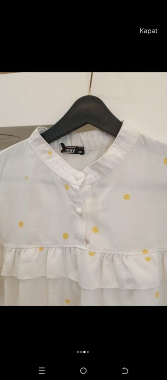 Pamuklu Beyaz Nakışlı Fırfırlı Tunik gömlek - Görsel 2