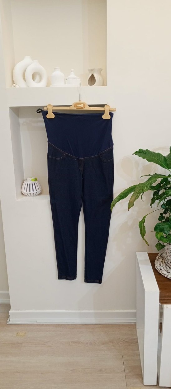 Lacivert Kemerli Hamile Kot Pantolon - Görsel 2