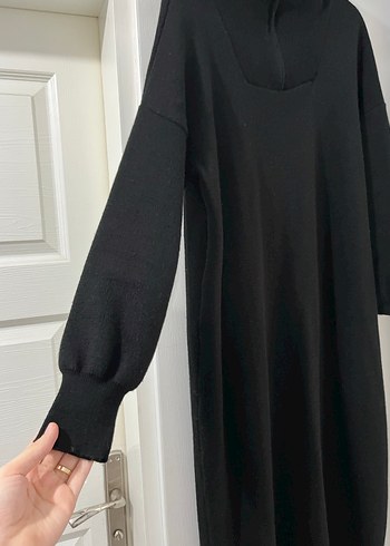 Siyah Uzun Örgü Kadın Elbise yün - Görsel 4