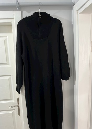 Siyah Uzun Örgü Kadın Elbise yün - Görsel 3