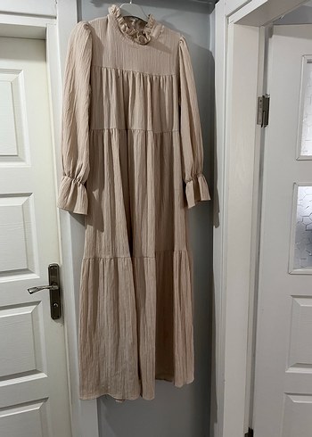 Bej uzun elbise - Görsel 2