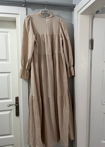Bej uzun elbise - Görsel 5