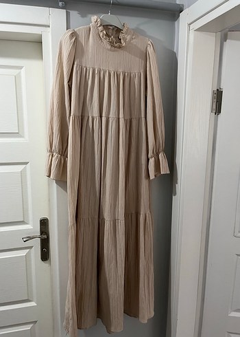 Bej uzun elbise - Görsel 4