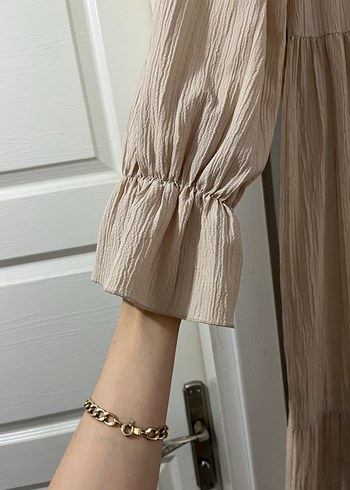 Bej uzun elbise - Görsel 3