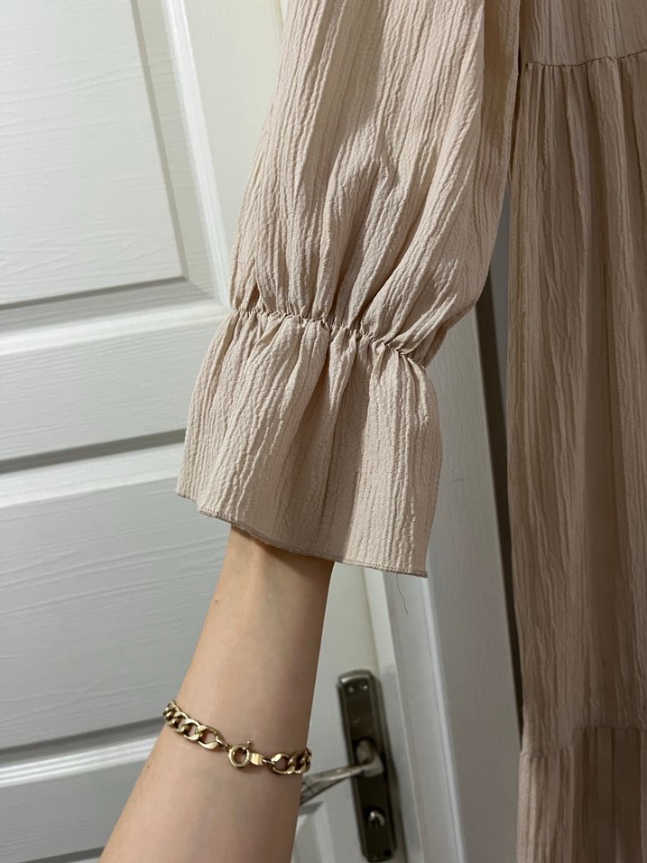 Bej uzun elbise - Görsel 3