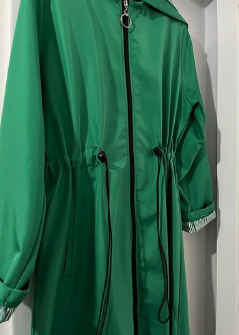 Parlak Yeşil Uzun Kadın trench yağmurluk - Görsel 8