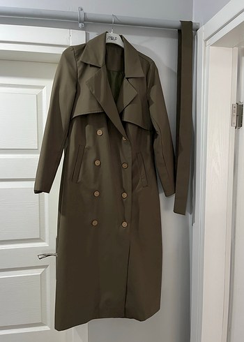 Bej Uzun Kadın Trençkot, Kuşaklı, Regular Fit - Görsel 4