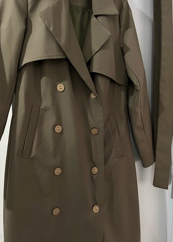 Bej Uzun Kadın Trençkot, Kuşaklı, Regular Fit - Görsel 5