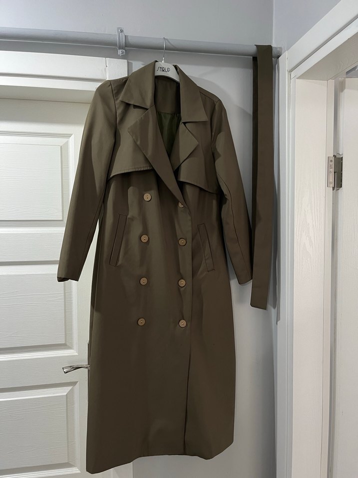 Bej Uzun Kadın Trençkot, Kuşaklı, Regular Fit - Görsel 2