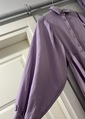 Bohem Etnik Desenli Uzun Mor Elbise - Görsel 4