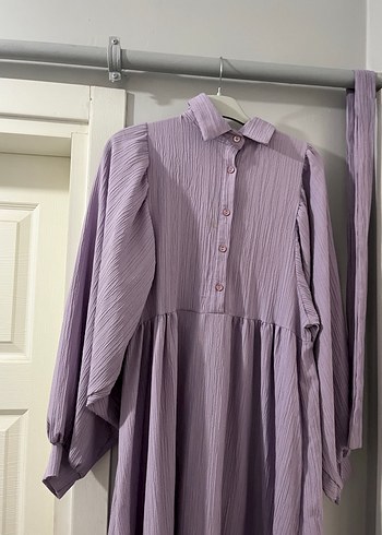 Bohem Etnik Desenli Uzun Mor Elbise - Görsel 3