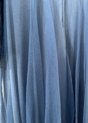 Uzun Kollu Mavi Drapeli Abiye Elbise - Görsel 7