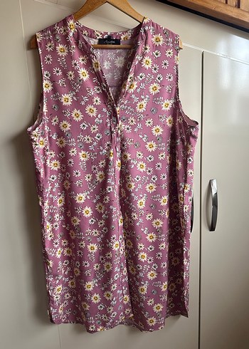Bohem Stil Düğmeli V Yaka Mor Hamile Tunik