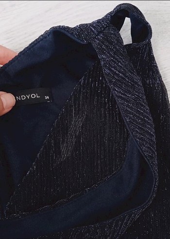 Lacivert Mini Drapeli Yılan Desenli Elbise milla - Görsel 3