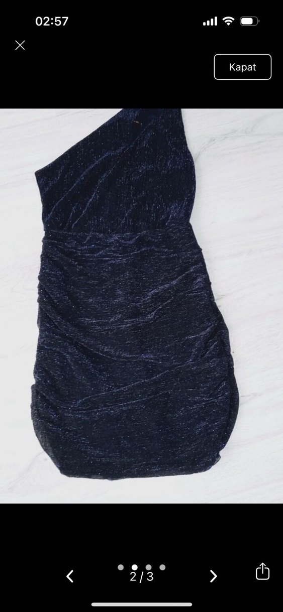 Lacivert Mini Drapeli Yılan Desenli Elbise milla - Görsel 2