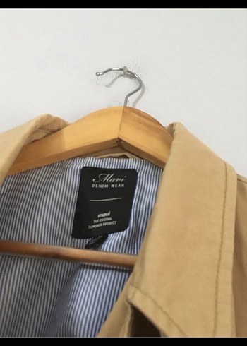 Bej Kadın Midi Trençkot Çift Düğmeli Mavi marka - Görsel 3