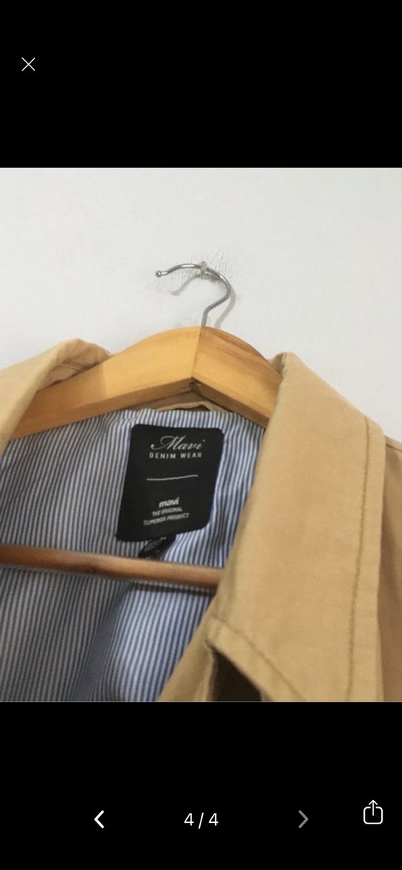 Bej Kadın Midi Trençkot Çift Düğmeli Mavi marka - Görsel 3