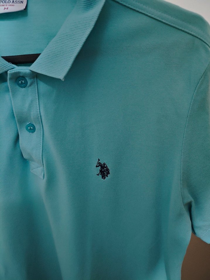 Turkuaz Düğmeli Kısa Kollu Erkek Polo Tişört - Görsel 2