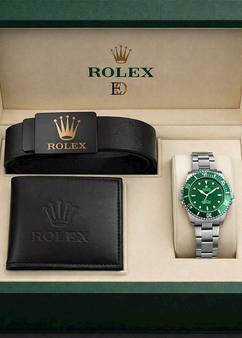Rolex Siyah Klasik Erkek Saat Seti - Görsel 4