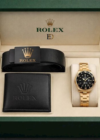 Rolex Siyah Klasik Erkek Saat Seti - Görsel 5