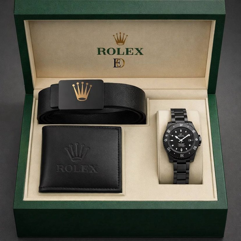 Rolex Siyah Klasik Erkek Saat Seti - Görsel 3