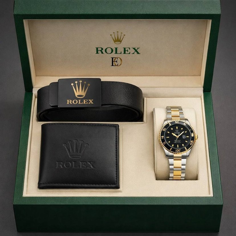 Rolex Siyah Klasik Erkek Saat Seti - Görsel 2