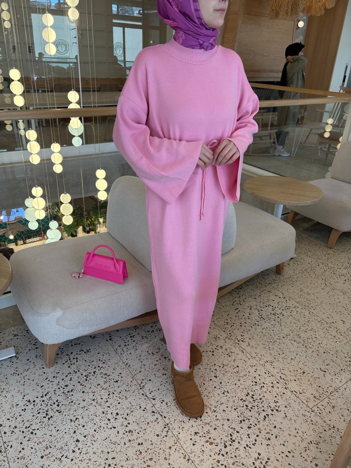 Pembe Triko elbise - Görsel 2