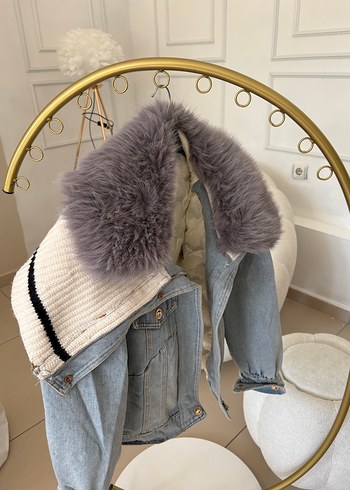 Gri Kürklü ithal ceket - Görsel 2