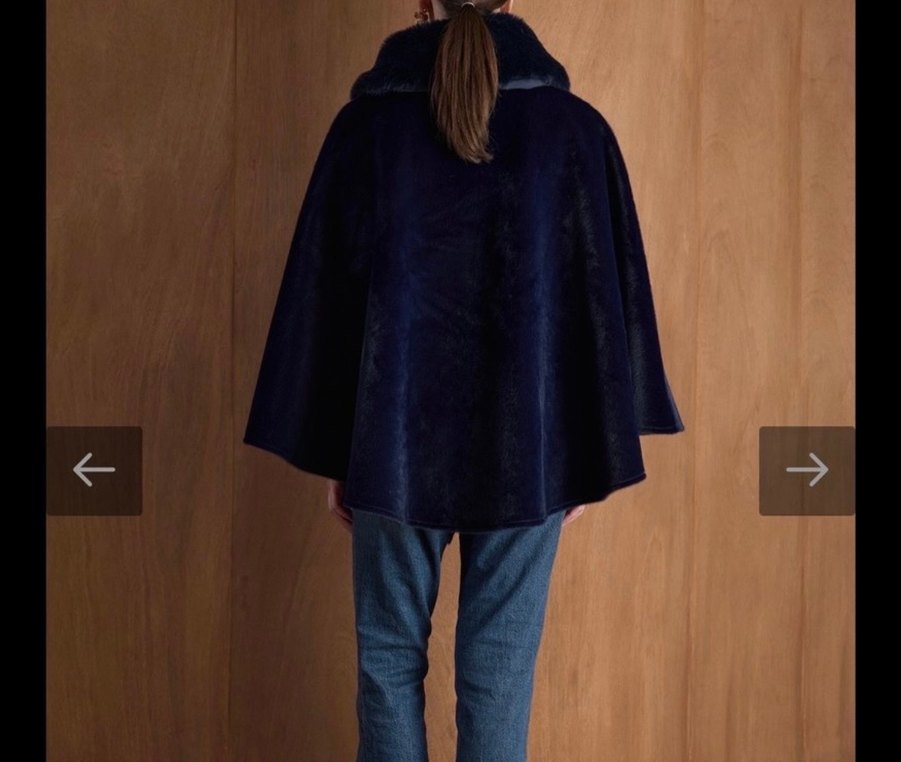 Kadın Lacivert Kürklü Yakalı Panço - Görsel 3