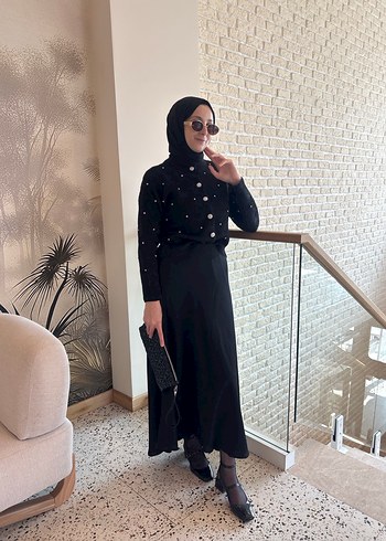 Siyah saten etek - Görsel 3