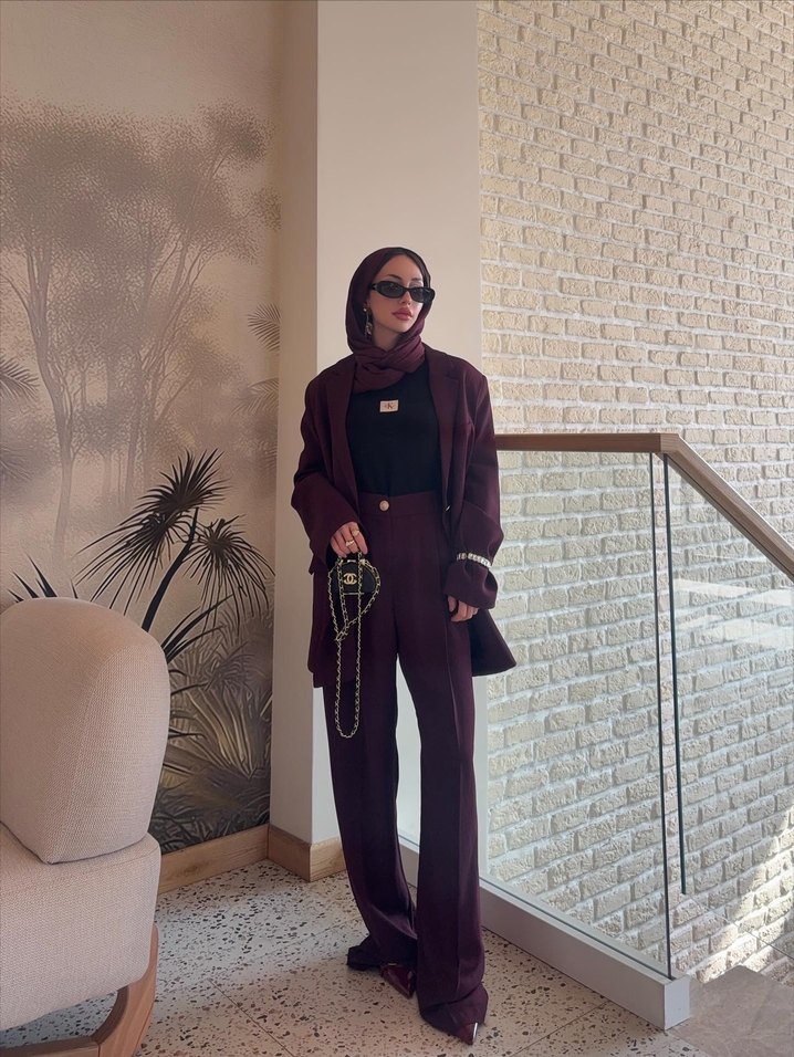 Bordo  Kadın Blazer Takım - Görsel 2