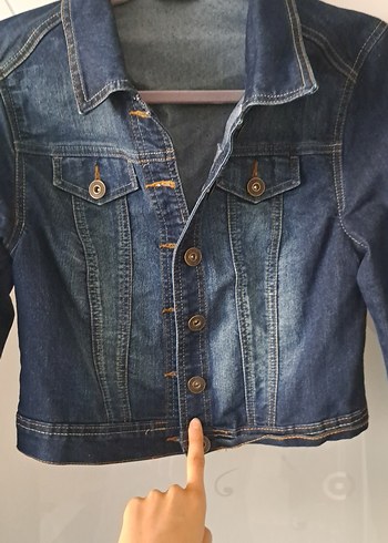 Diğer Kadın Lacivert Denim Crop Kot Ceket