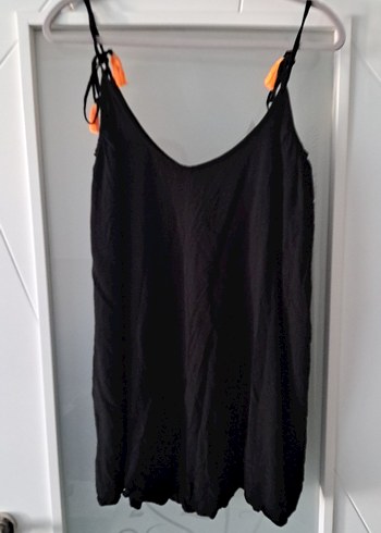 LC Waikiki LC WAİKİKİ Siyah Mini Askılı Plaj elbisesi