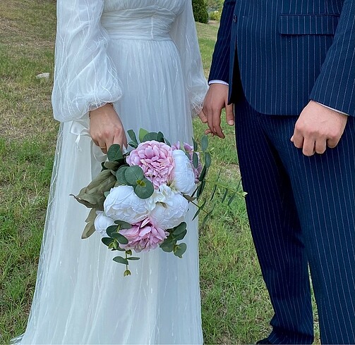 Tesettür beyaz nikah elbisesi