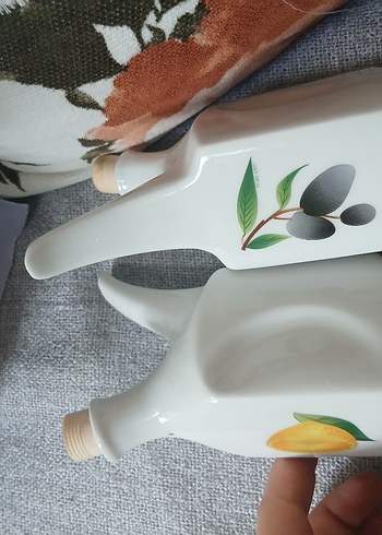 Porland Beyaz Seramik Zeytin ve Limon Desenli Yağlık