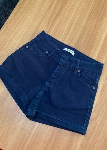Kadın Lacivert Mini Denim Şort - Görsel 4