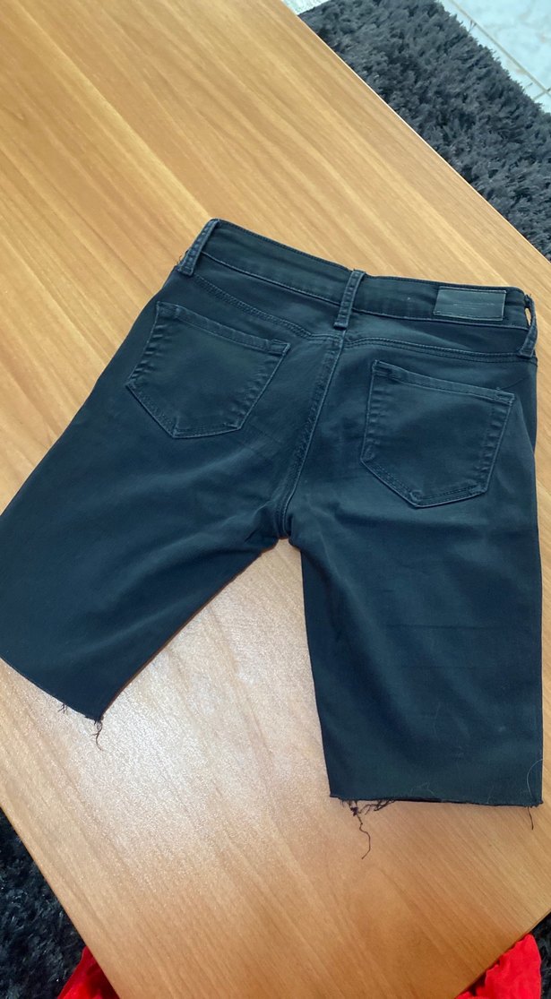 Gri Midi Kot Şort - Görsel 3